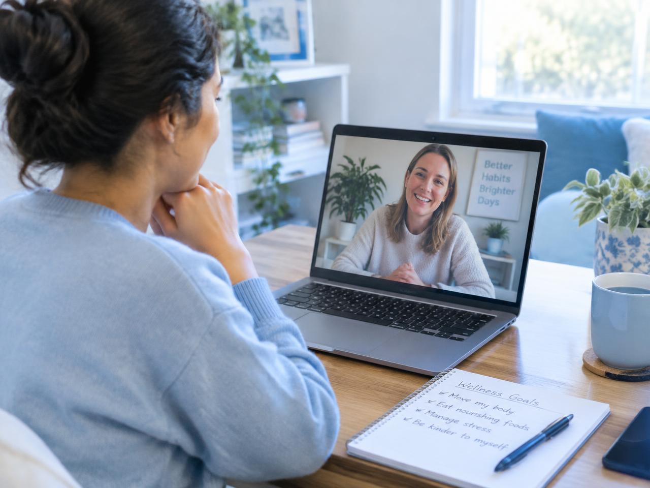Woman on a friendly video coaching session